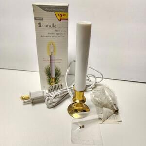 Christmas 9” Indoor Electric Candle Sticks Brass Plated Base & Bulb Comp. & Work